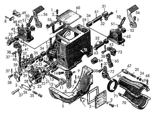 Механизм управления муфтой сцепления и стояночным тормозом Б-170